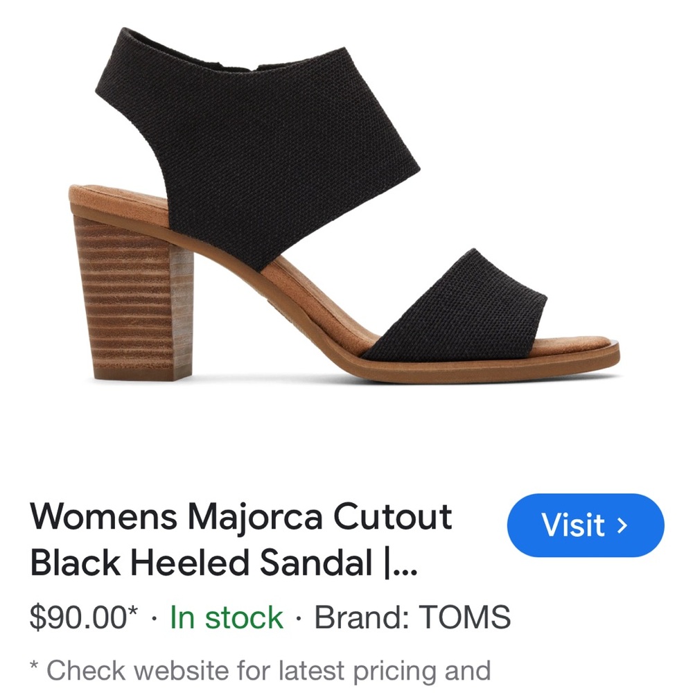 Toms Black and Brown Cutout Sandals with Chunky Heel